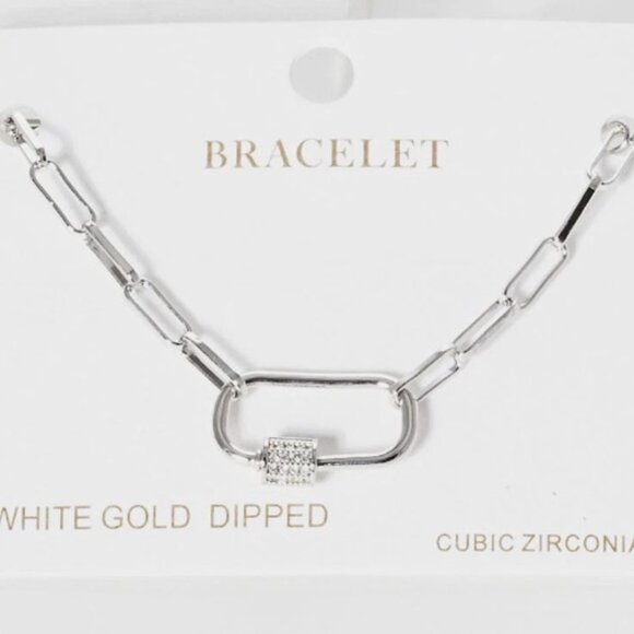 Women Paperclip bracelet for Women Dipped/Oval Link Paperclip Bracelet - Silver - Picture 2 of 2